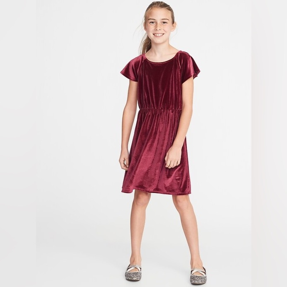 Old Navy‎ Velvet Dress in Burgundy, Girls Size XXL (16)